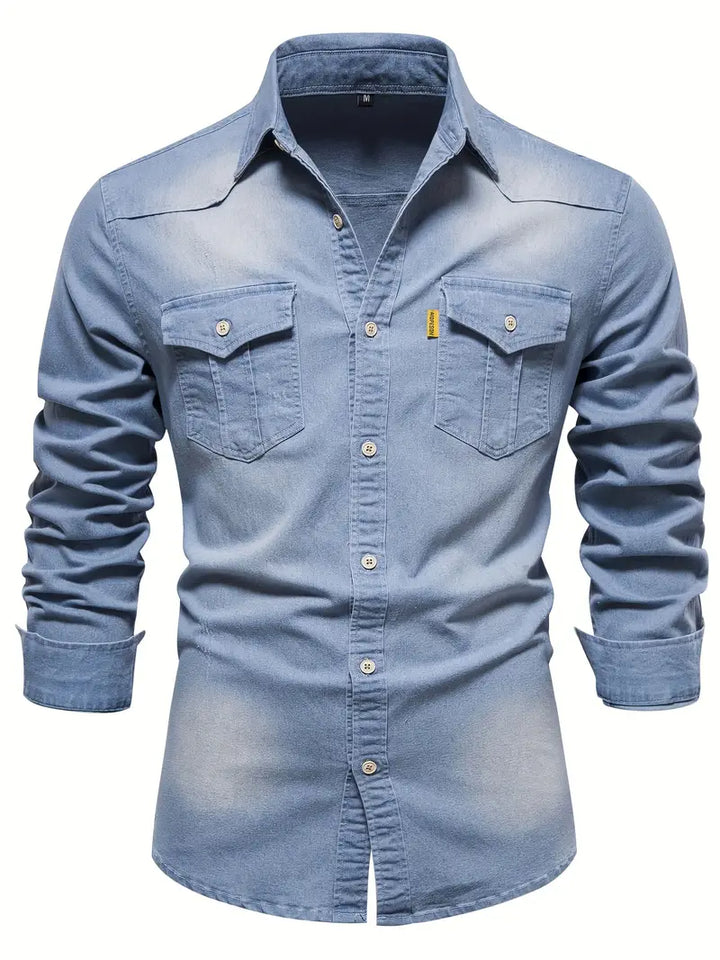 Men's classic long-sleeve button-down casual shirt, a versatile top for everyday wear & timeless style.