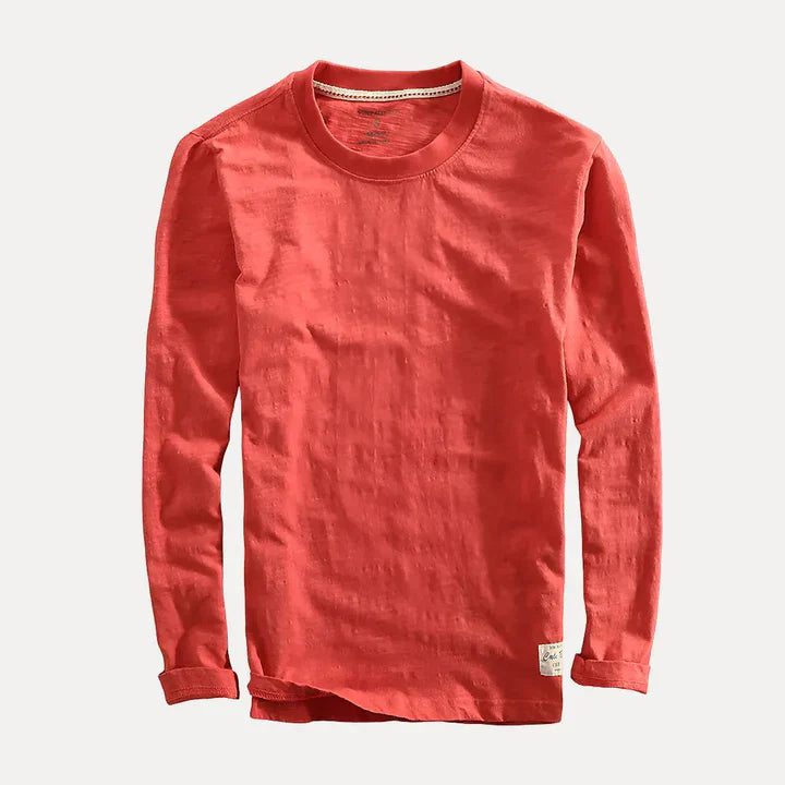Men's classic long sleeve crew neck pullover shirt, perfect for casual wear & timeless style.