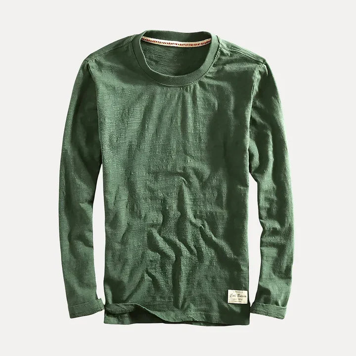 Versatile men's long sleeve crew neck pullover, ideal for layering or everyday casual comfort.