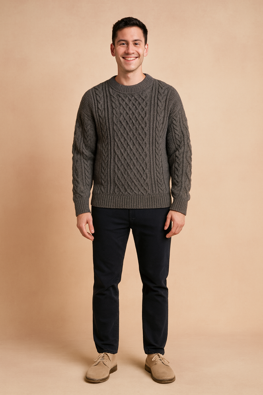 Stylish men's versatile long sleeve knitwear sweater for everyday wear, ideal for casual fashion & comfort.