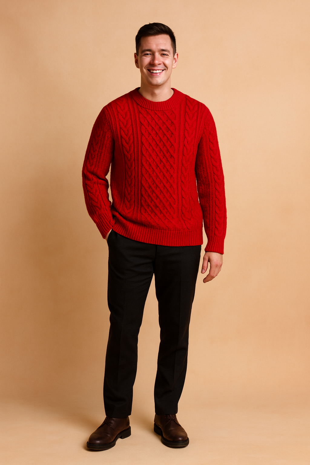 Timeless men's long sleeve sweater in a classic knit, essential for stylish everyday wear & comfort.