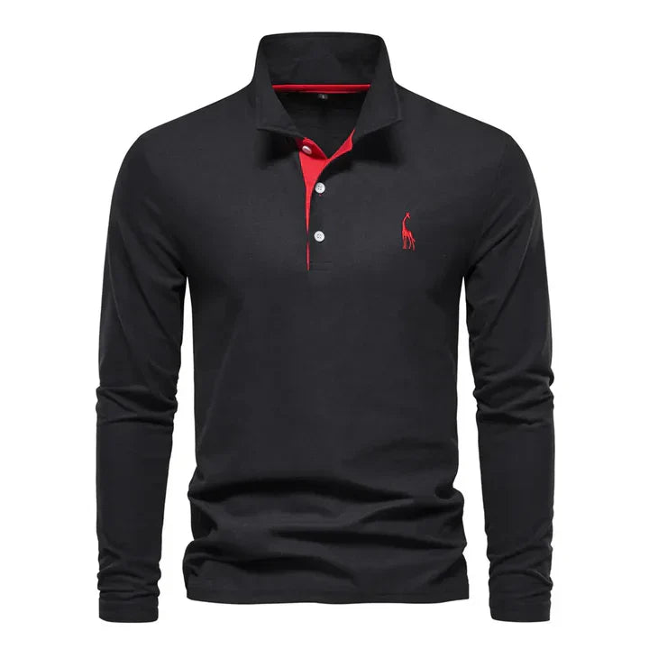 Men's classic long-sleeved polo shirt, perfect for versatile smart casual styling & everyday comfort.