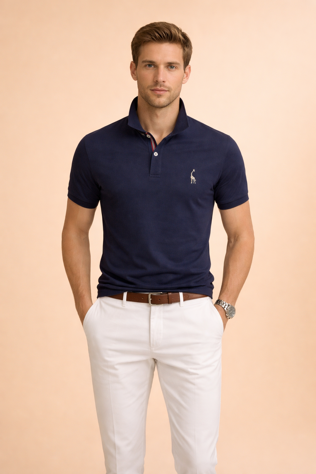 Men's classic polo shirt, short sleeve, collared, versatile for casual & smart casual wear.