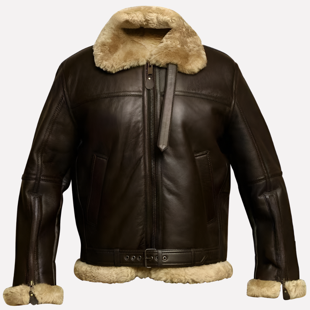 Men's classic shearling-style winter jacket. Warm, fashionable outerwear for cold weather & casual layered looks.