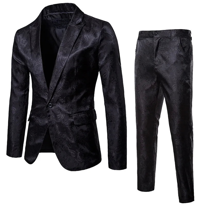 Men's classic slim fit two-piece suit set, perfect for business, formal events & professional wear.