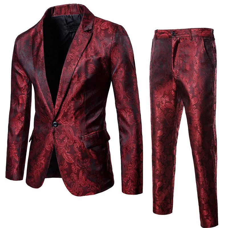 Professional men's slim fit suit set, featuring a stylish blazer & trousers for business attire.