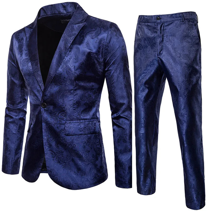 New men's slim fit two-piece suit. Blazer and trousers set for formal wear, business & galas.