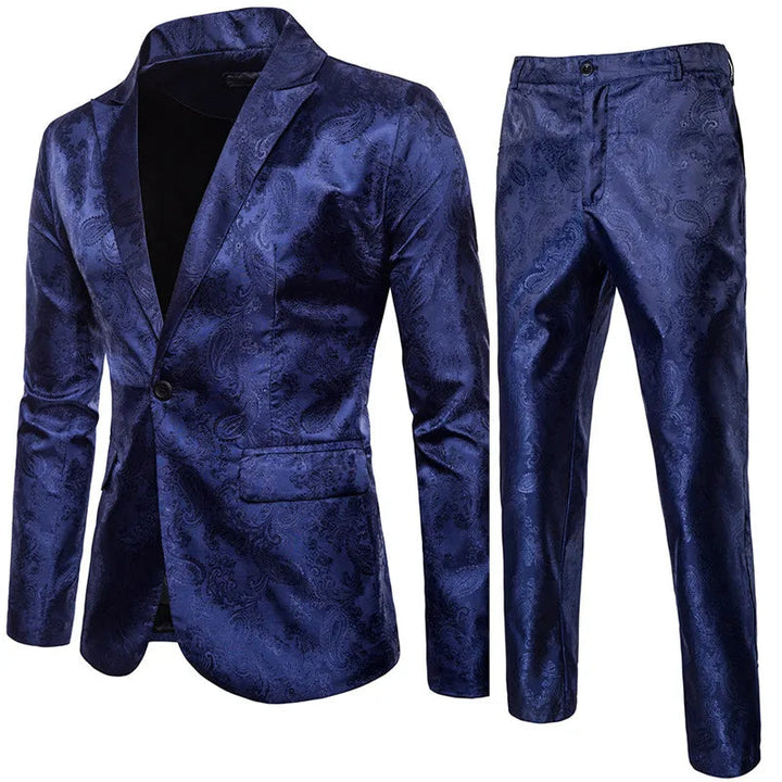 New men's slim fit two-piece suit. Blazer and trousers set for formal wear, business & galas.
