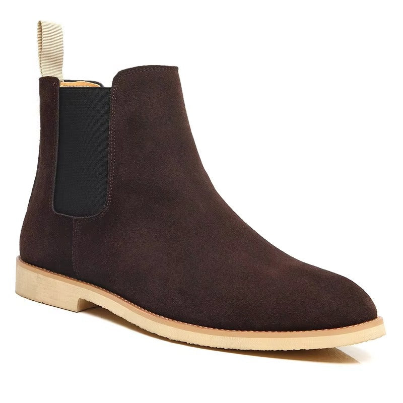 Men's classic slip-on Chelsea ankle boots in black leather, perfect for versatile everyday casual and dress wear.
