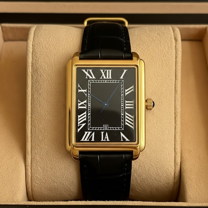 Stylish men's classic square analog retro dress watch; a versatile formal accessory.