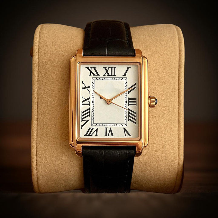 Elegant men's retro square analog dress watch, a refined gentleman's timepiece.