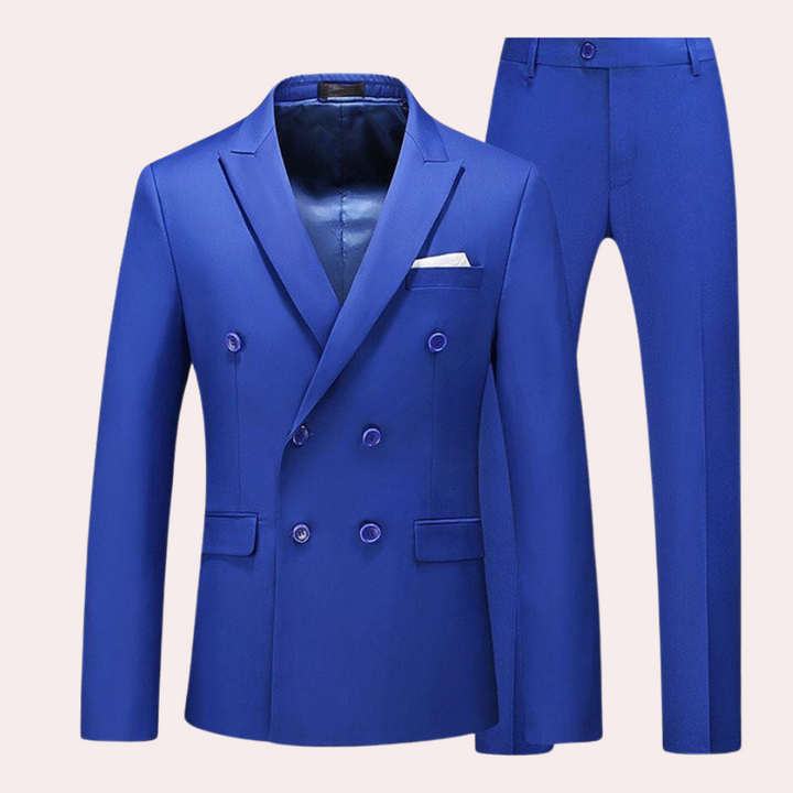 Close-up of a men's versatile 2-piece suit fabric, highlighting all-day comfort & quality tailoring.