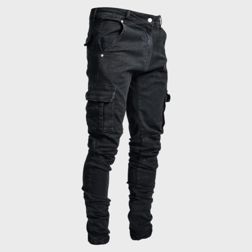 Grey men's everyday cargo pants. Comfortable & versatile with multiple pockets, perfect for casual style.