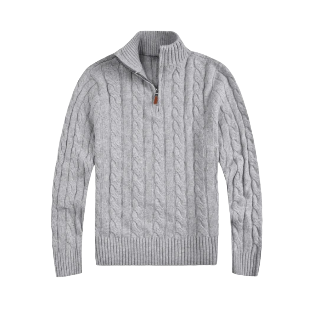 Modern men's versatile half-zip pullover sweater, ideal for comfortable casual and smart-casual style.