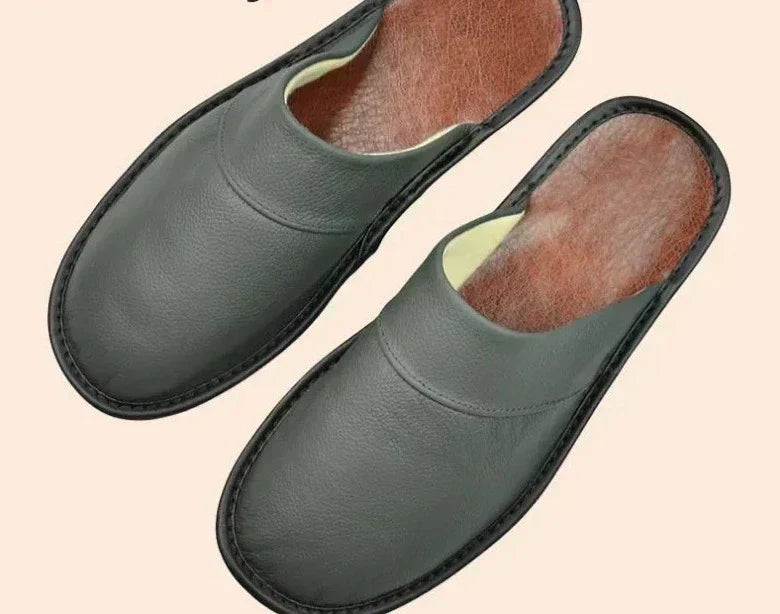 Lightweight Lucas leather men's slippers, providing cozy & comfortable indoor footwear.