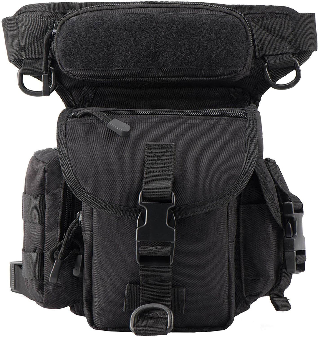 Practical multi-pocket men's tactical drop leg bag, water-resistant for travel, outdoor, and utility gear.