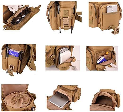 Multi-pocket men's utility drop leg bag, durable & water-resistant, great for tactical gear and travel.