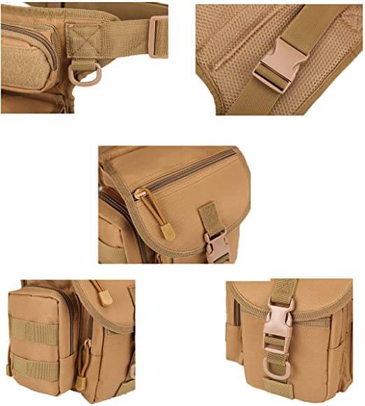 Rugged men's tactical drop leg bag, water-resistant for outdoor adventures. Features multi-pocket design.