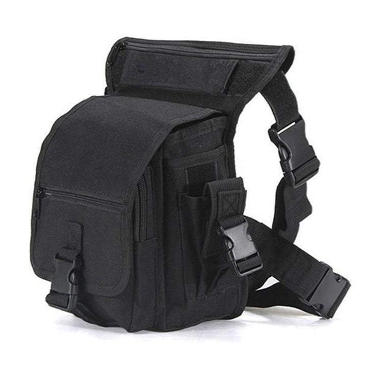 Utility men's multi-pocket drop leg bag, durable & water-resistant for outdoor activities and travel needs.