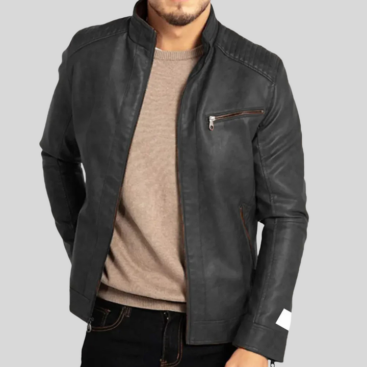 Rugged men's durable wind-defying outerwear jacket with a classic zip. Ideal protective and casual everyday wear.