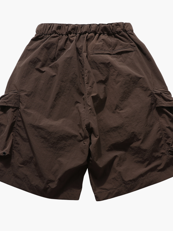 Comfortable men's cargo shorts, elastic waist, built-in belt. Perfect for summer, outdoor adventures.