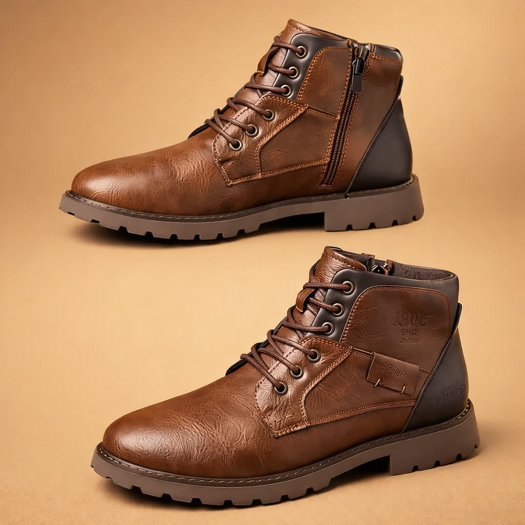 Stylish men's black zipper dress boots with a refined design for formal events and business attire.