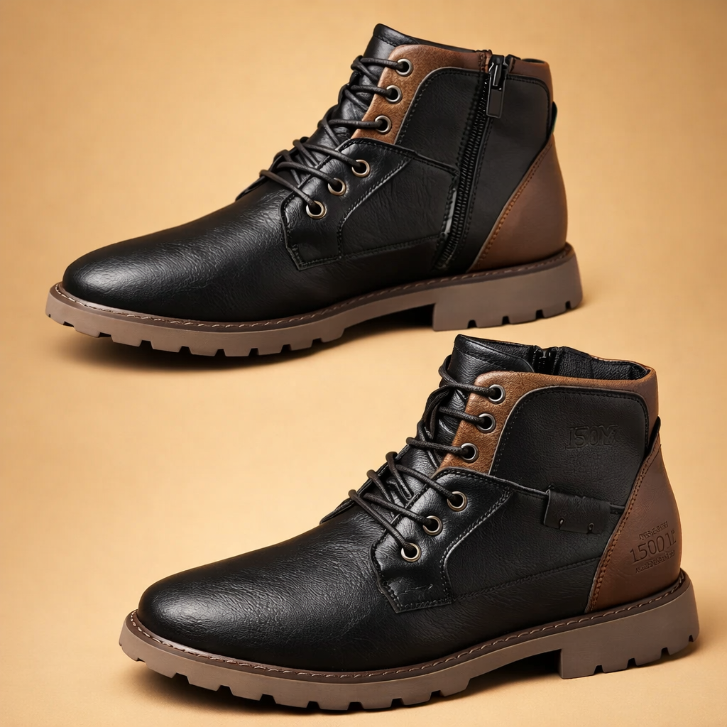 Elegant men's dress boots with side zipper, offering a refined, polished look for office or formal occasions.