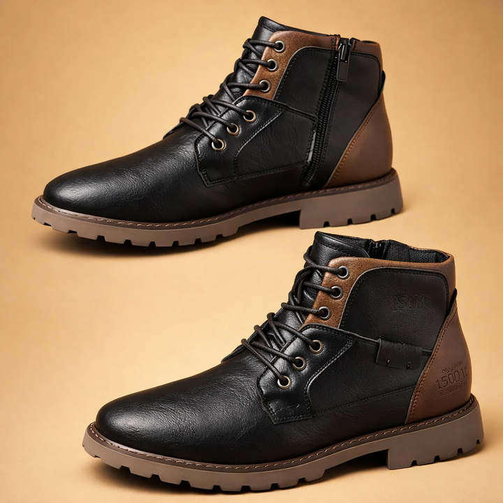 Elegant men's dress boots with side zipper, offering a refined, polished look for office or formal occasions.