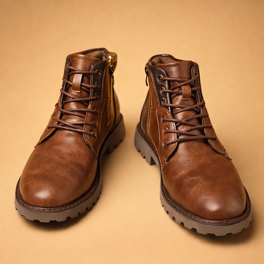 Men's polished zipper dress boots, a key piece of elegant men's footwear for a sophisticated look.