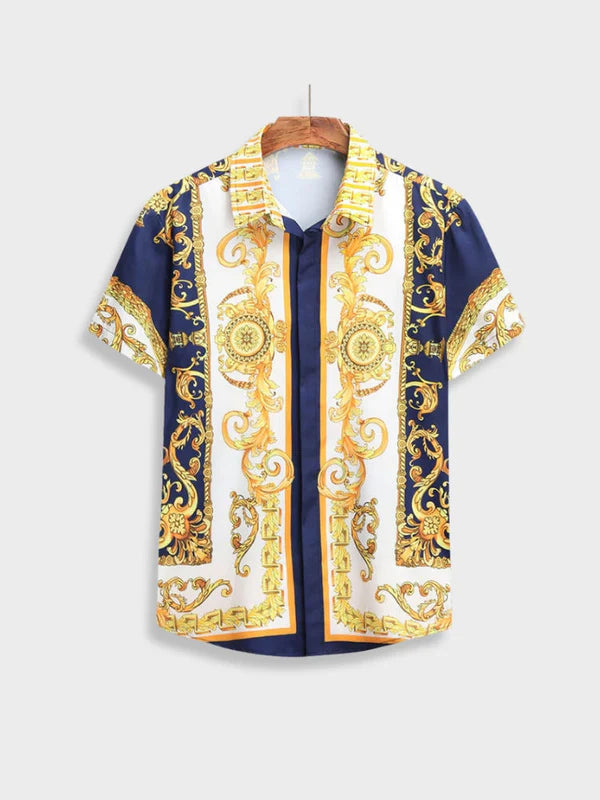 Comfortable, stylish men's two-piece Baroque summer set for a relaxed yet elegant vacation look.