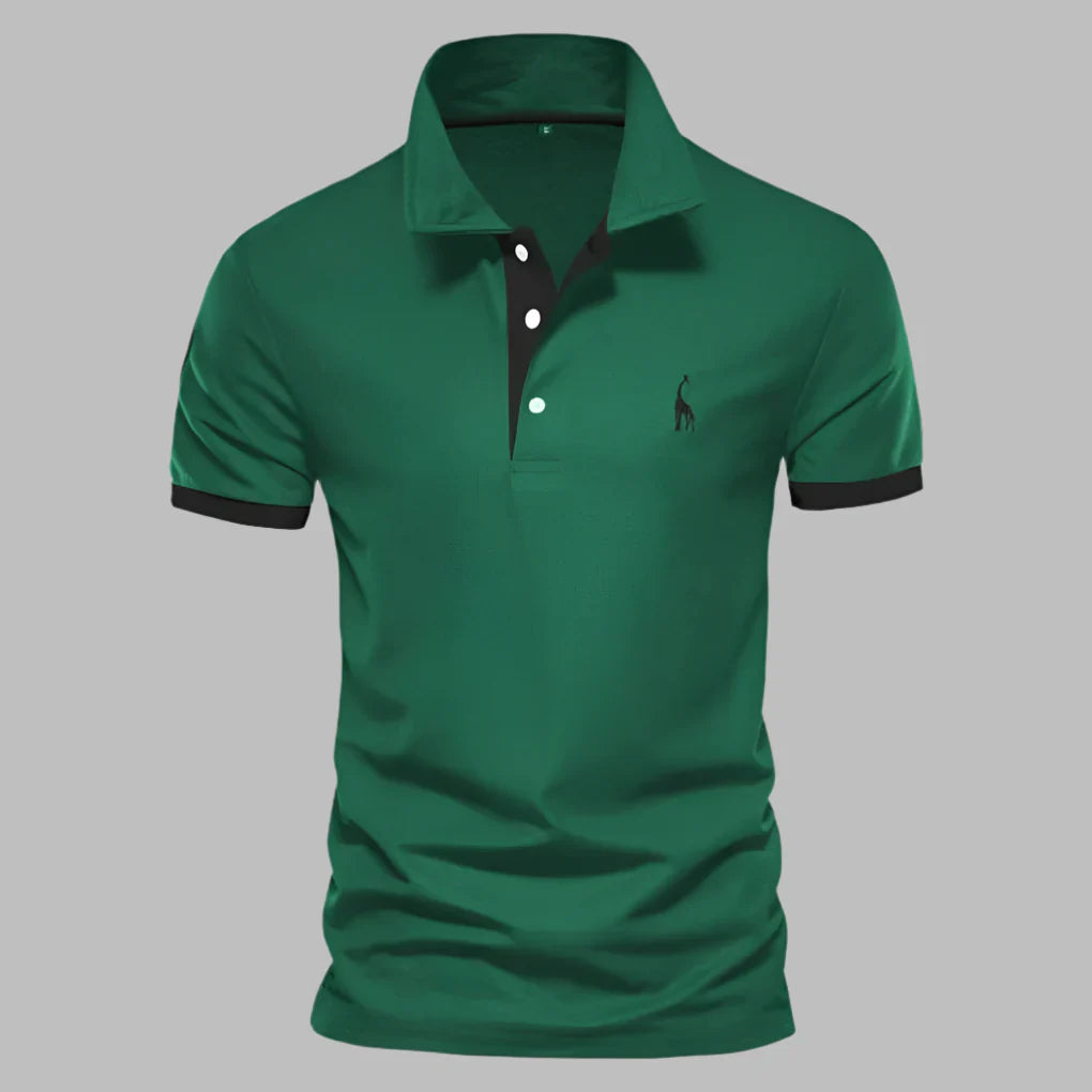 Men's elegant short sleeve polo shirt featuring a neat button placket and a modern tailored fit.