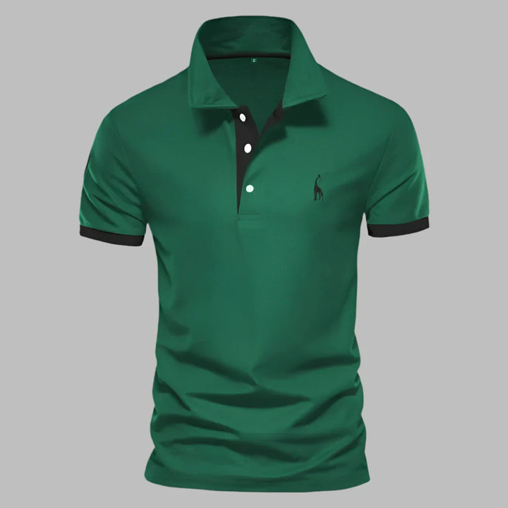 Men's elegant short sleeve polo shirt featuring a neat button placket and a modern tailored fit.