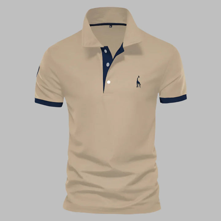 New men's elegant polo shirt, short sleeve, tailored fit. A comfortable and breathable smart casual top for men.