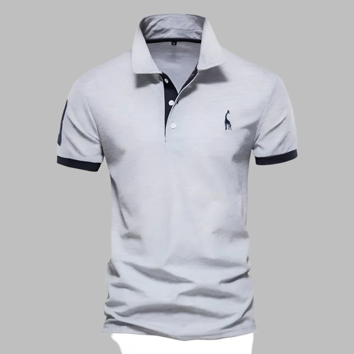 Breathable & comfortable men's elegant polo shirt. Tailored fit short sleeve with button placket for casual or office.