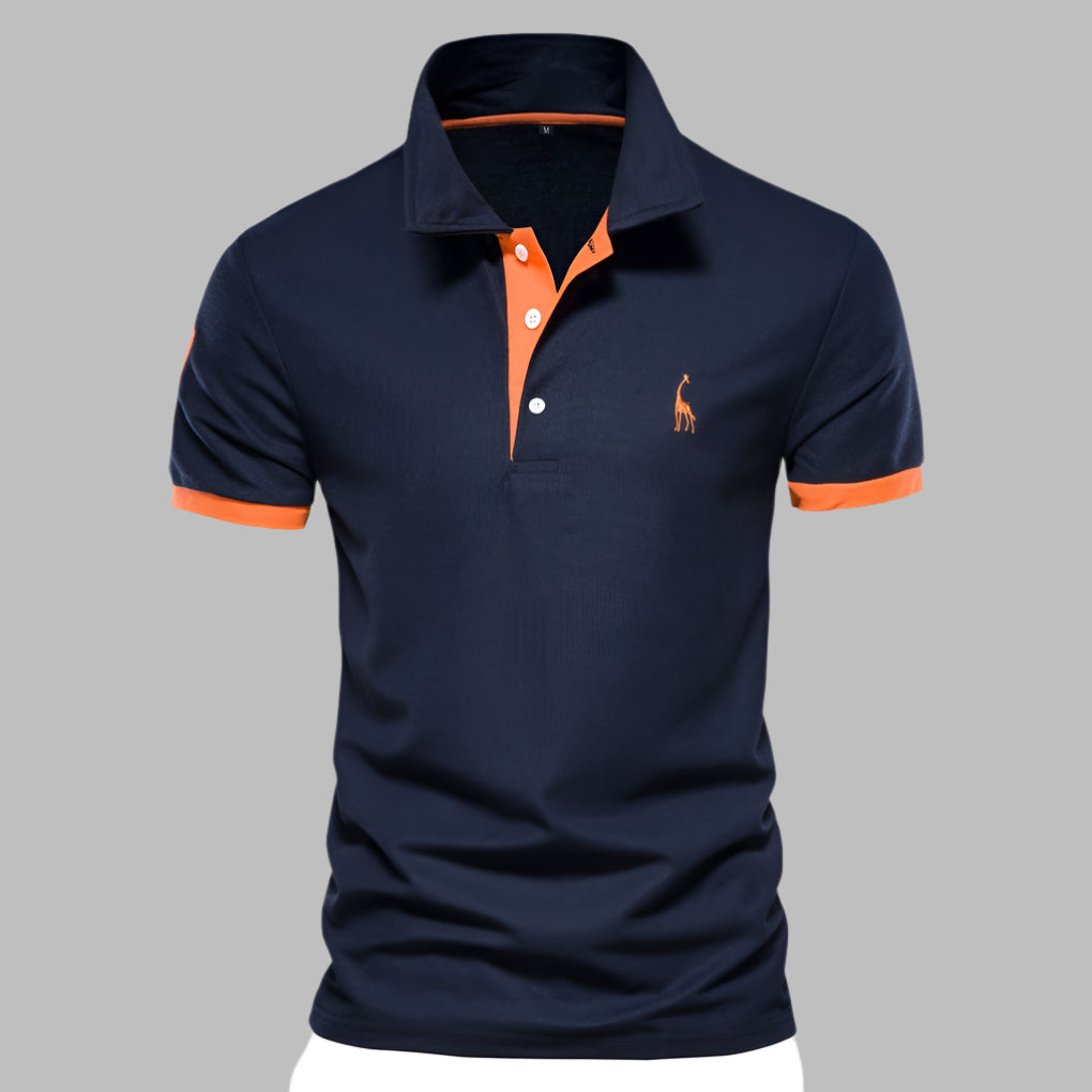 Men's fashion elegant polo shirt, tailored fit, short sleeve. Ideal for smart casual, office wear, offering effortless style.