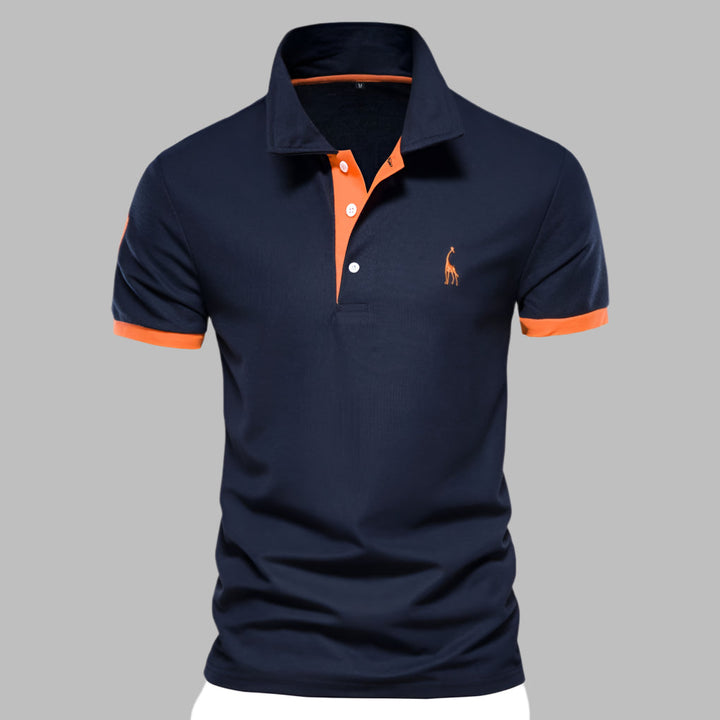 Men's fashion elegant polo shirt, tailored fit, short sleeve. Ideal for smart casual, office wear, offering effortless style.