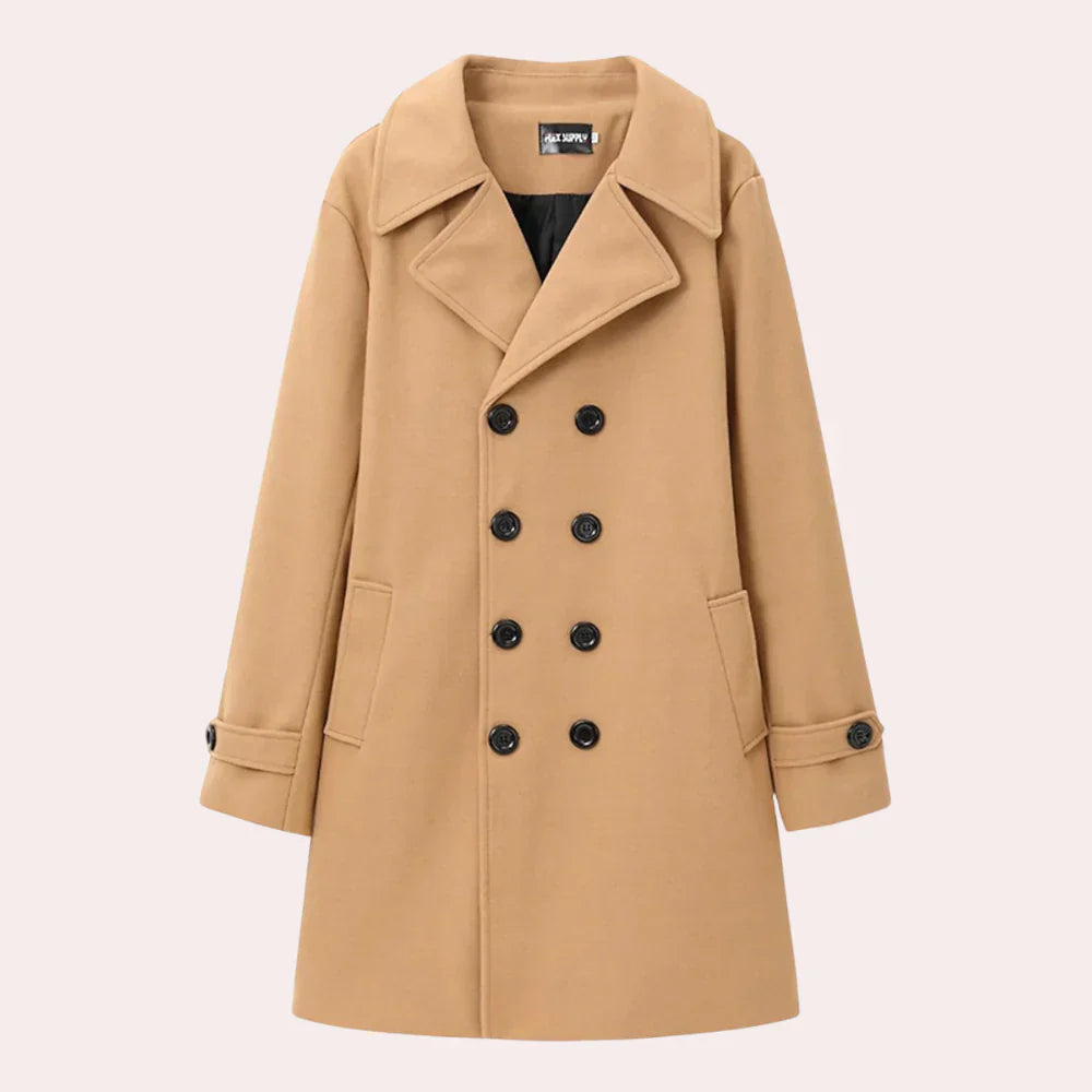 Men's elegant tailored premium coat, perfect for formal winter fashion and classic outerwear style.