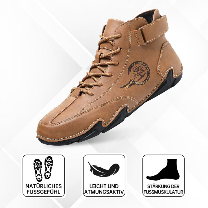 Men's ergonomic waterproof ankle boots, perfect for outdoor walking & durable all-weather use.