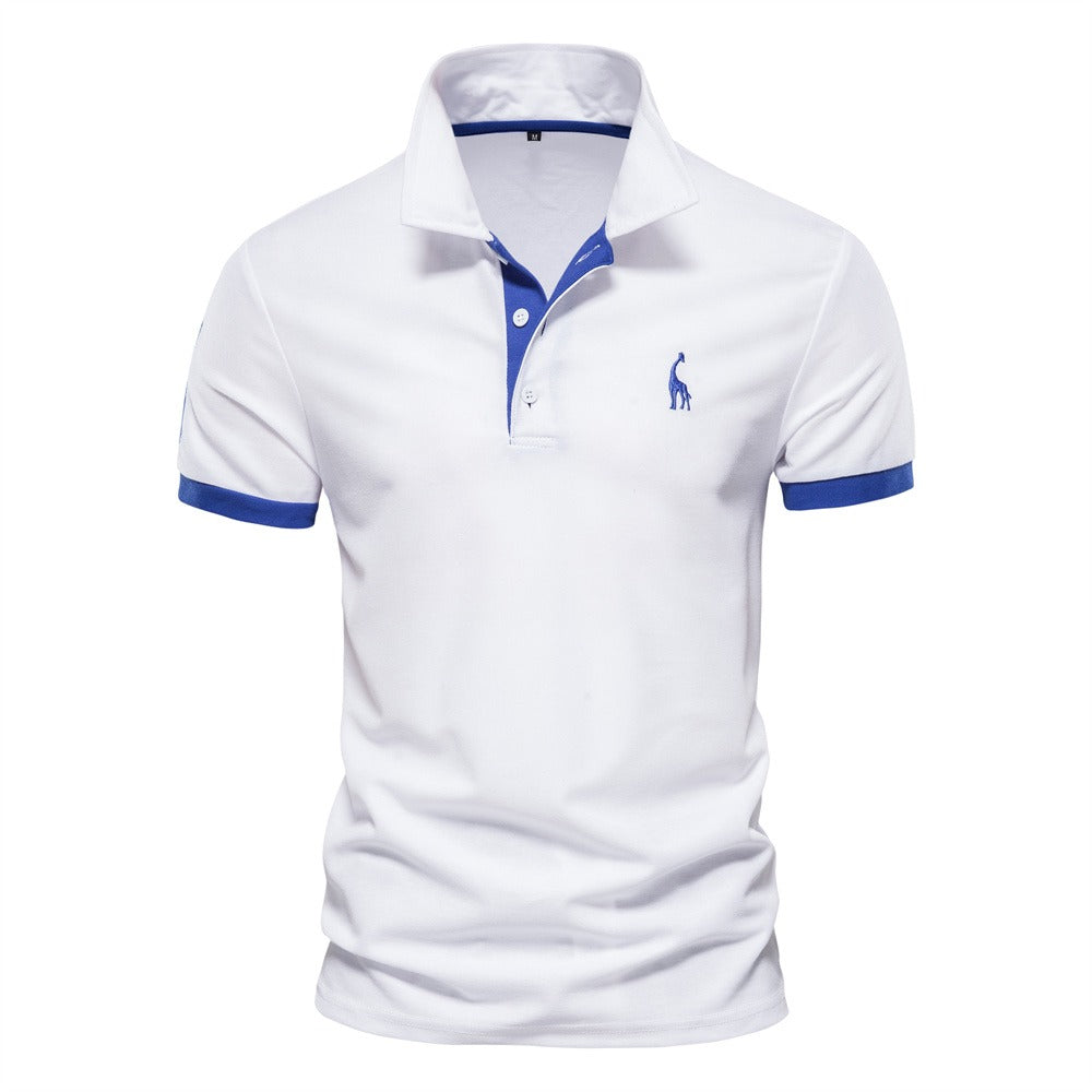 Stylish short sleeve men's polo, offering a comfortable modern fit for versatile men's fashion.