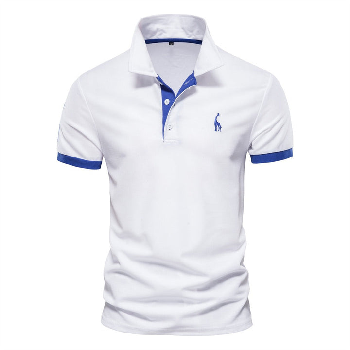 Stylish short sleeve men's polo, offering a comfortable modern fit for versatile men's fashion.
