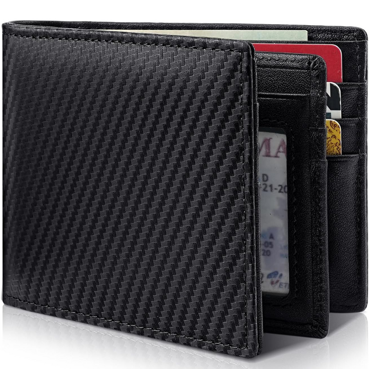 Elegant men's genuine leather bifold wallet by StitchCraft. Secure RFID blocking technology.
