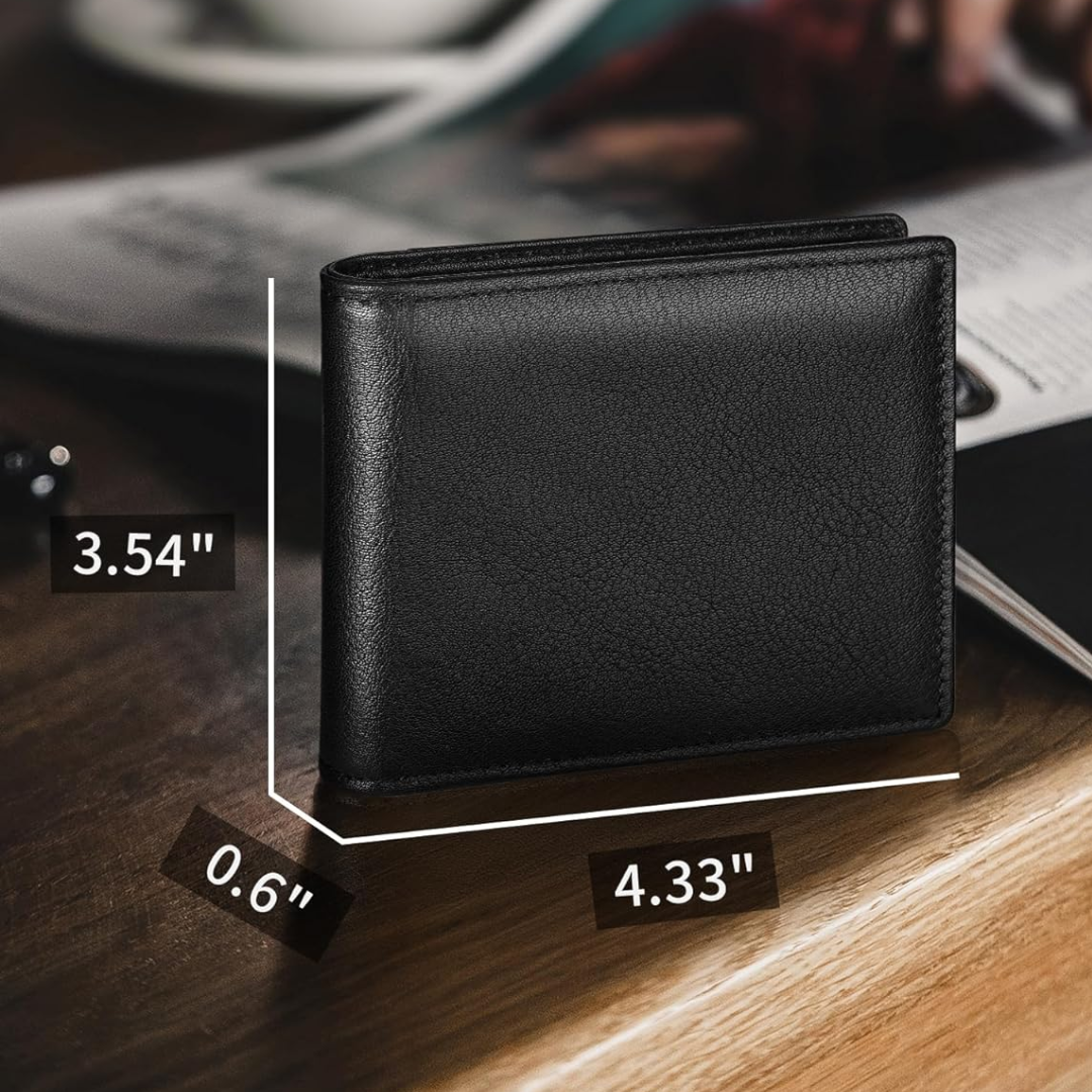 StitchCraft men's genuine leather bifold wallet. RFID protected, offering quality & secure card storage.