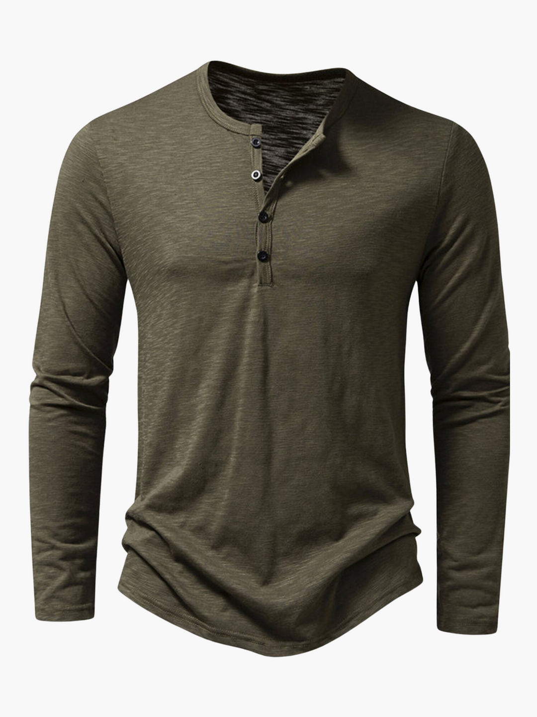 Men's Henley long sleeve t-shirt, casual and comfortable with button placket for everyday wear.