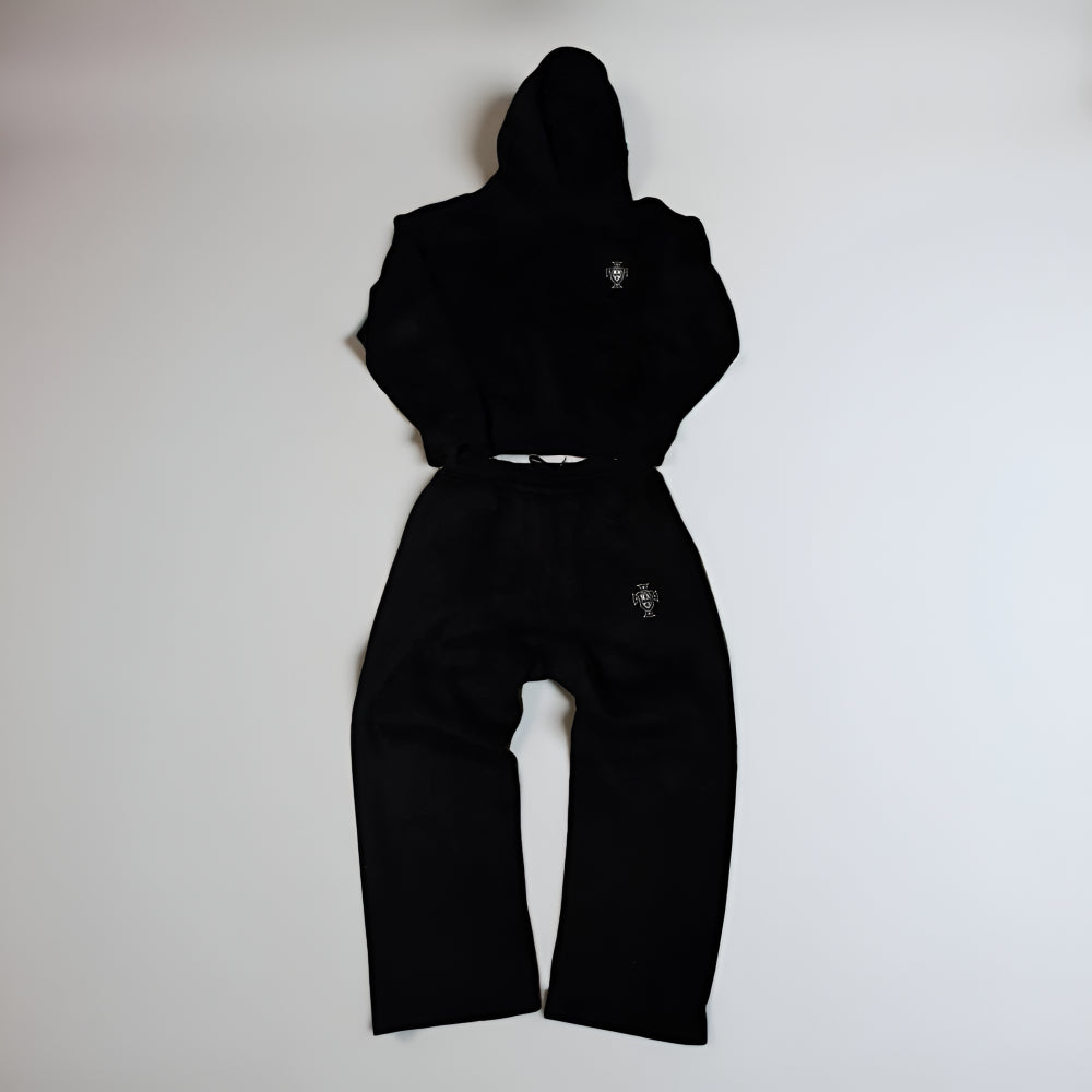 Cozy men's full body hooded tracksuit, ideal comfort wear & sleepwear. Great for relaxing at home.