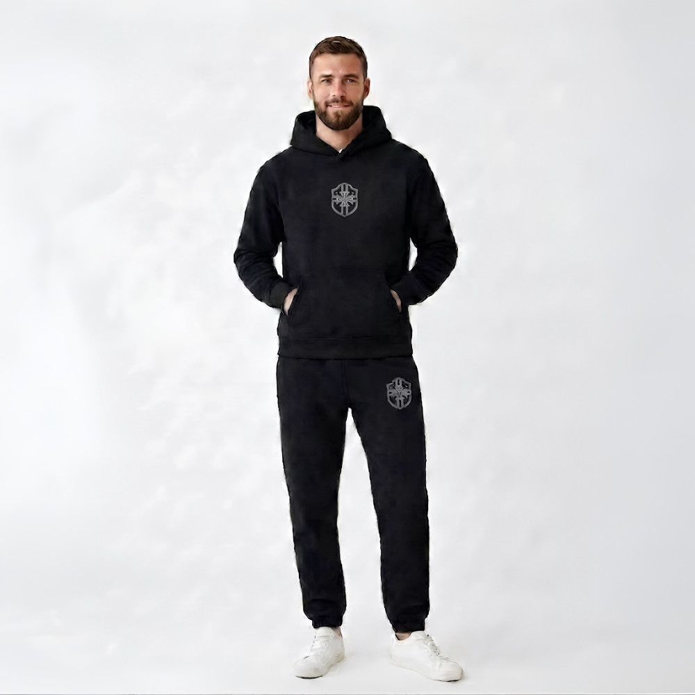 Plush men's full body hooded tracksuit, ultimate comfort wear & sleepwear for a relaxing experience.