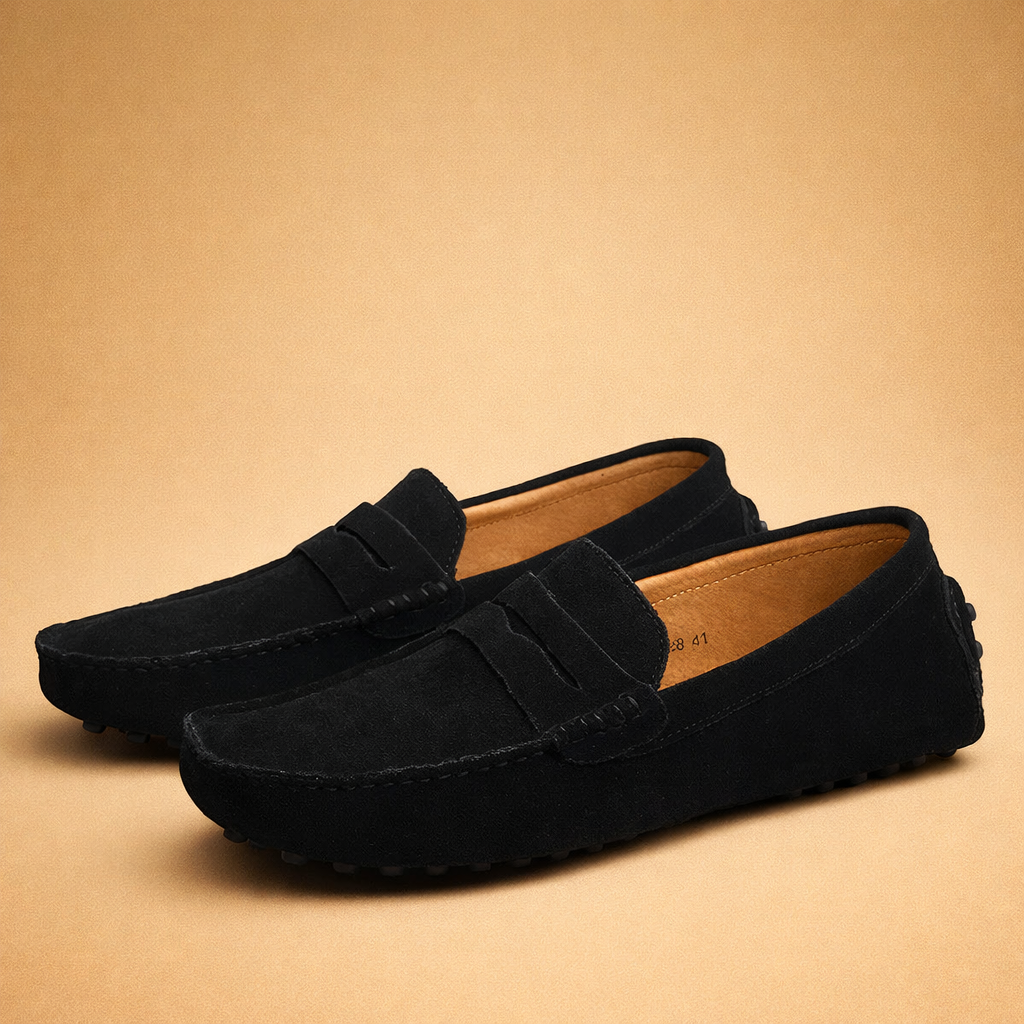 Comfortable men's slip-on loafers. Italian style casual shoes, ideal for travel & everyday sophistication.