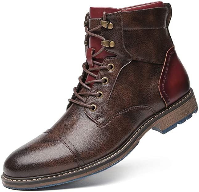 Durable men's lace-up ankle work boots. Cowboy style, rugged for outdoor tasks & western wear.