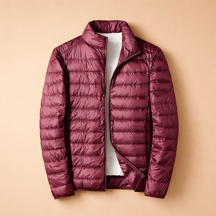 Versatile men's fall fashion jacket, lightweight and quilted with a practical front zip.