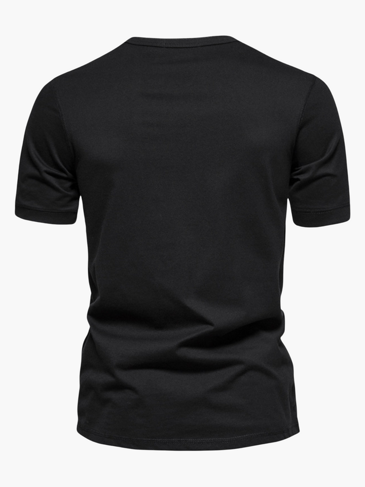 Classic men's short sleeve button-up shirt, lightweight and breathable for summer comfort.