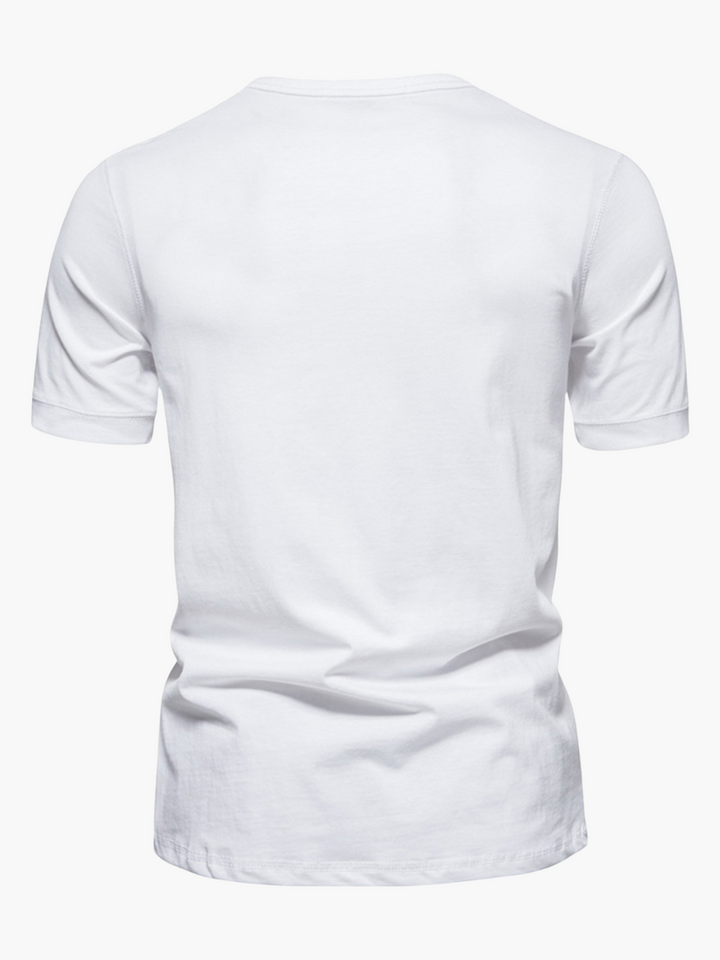 Men's casual short sleeve button shirt, lightweight and comfortable for warm summer days.